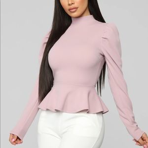 Fashion Nova: Just Roll With It Peplum Top - Rose